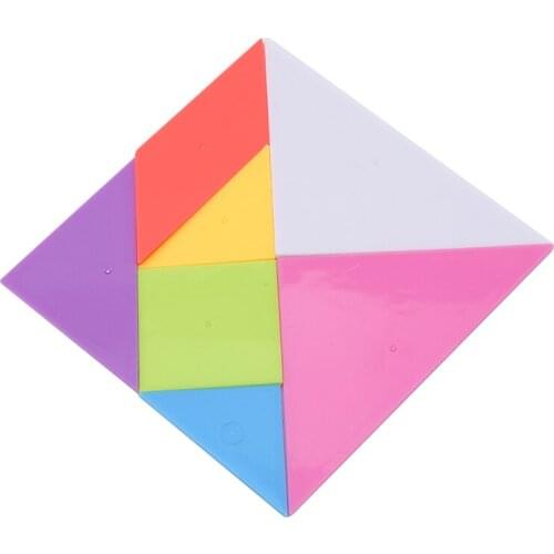 14*14cm Children Jigsaw Puzzle Rainbow Color Plastic Tangram DIY Brain Puzzle Kid Learning Education Puzzles Toy