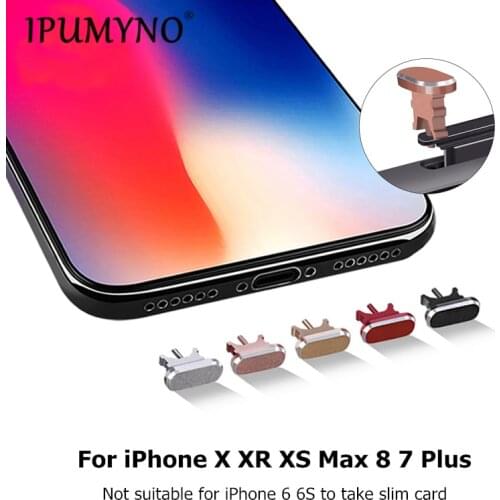 2 IN 1 Metal Aluminum Dust Plug Sim Card Tray Pin Mobile Phone Gadgets Charger Port For IPhone 12 11 Pro X XR XS Max 8 7 Plus