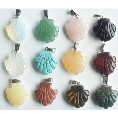 2020 new fashion assorted natural stone carved flower charms pendants for jewelry marking 12pcs/lot Wholesale free shipping