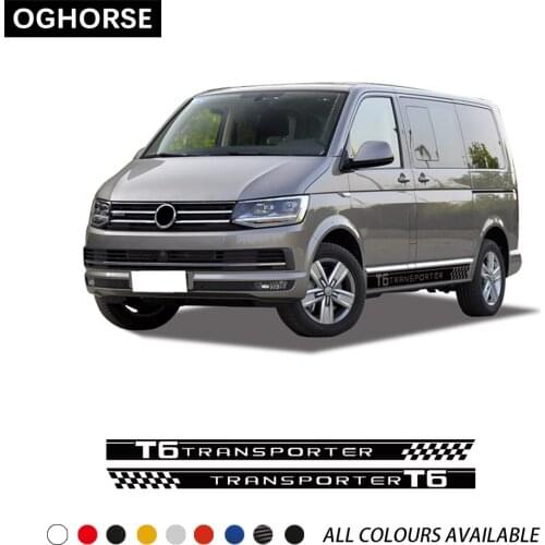 2X Sport Style Racing Stripe Door Side Stripes Skirt Sticker Vinyl Decal For Volkswagen TRANSPORTER T5 T6 Accessories