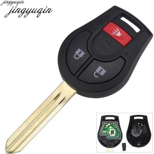 Jingyuqin 3 Buttons 315MHZ Remote Key Case Shell For Nissan Keyless Entry 46 Chip Blank Uncut Blade Replacement Fob