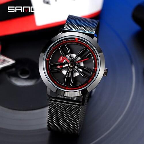 [360° Spinning] SANDA 2021 Brand New Waterproof Men Watch Racing & Furiouls Dial Quartz Wristwatch Male Gifts Relogio Masculino