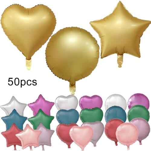 50Pcs 18inch Big Star Love Heart Round Foil Balloon Birthday Wedding Party Decor