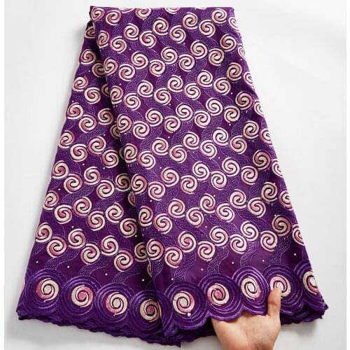 African Lace Fabric 2021 New Purple Swiss Austria Cotton Voile Embroidery Sweing Fabrics 5 Yards Dresses For Women Wedding A2536