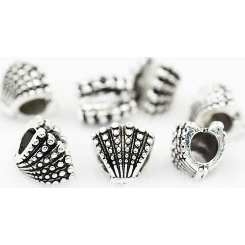 Alloy shell big Macroporous beads Bracelet Beaded 5mm Big hole Bead fit European Charm bracelet necklace production DIY