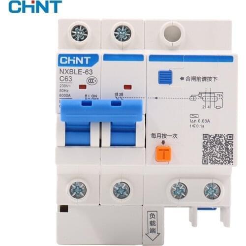 CHNT NXBLE-63 Residual current operated circuit breaker RCBO 6KA type C 1P+N 30mA 6A 10A 16A 20A 25A 32A 40A 50A 63A