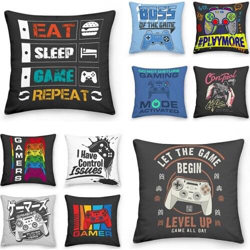 Decorativos Para Sofa Cushion Cover 45x45cm Pillow Cover Gamer Gamepad Polyester Pillowcase Home Decoration