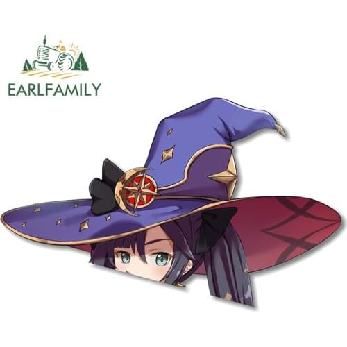 EARLFAMILY 13cm x 7.6cm Car Sticker Anime Mona Graffiti Peeking Motorcycle Car Window Bumper Decal JDM Cartoon Car Styling