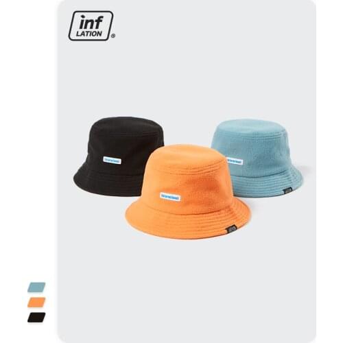 INFLATION Harajuku Retro Fisherman Hat Men Candy Color Warm Bucket Hat Girl Sweet Cute Fisherman Cap Streetwear 295CI2020