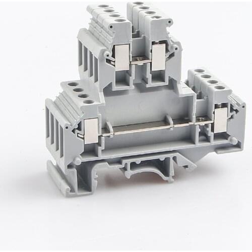 Din Rail Terminal Block 10Pcs UKKB-5 Connector Double Layer Screw Wiring UKKB5 Screw Terminal Block 2 Level Wire Conductor