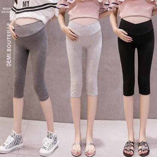 Modal Cotton Maternity Legging Summer Short Capris Pregnant Thin 7 Pants For Mother Casual Low Waist Leggings Belly Trousers