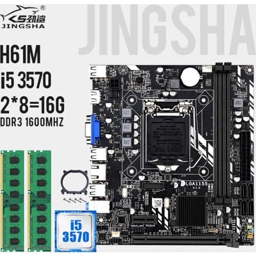 H61M LGA 1155 Motherboard Set with i5-3570 CPU and DDR3 2*8GB=16GB PC RAM 1600MHZ Support PCIE 8X USB 2.0