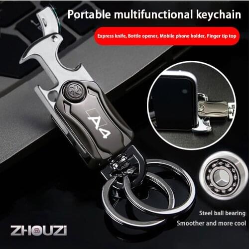 Multifunction Car Keychain DIY Key Ring Beer Opener Fidget Spinner For Audi A4 B8 B9 B7 B6 B5 Car Accessories