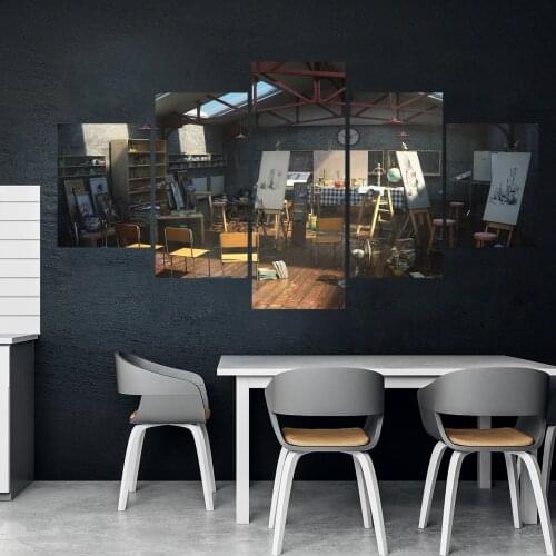 Home Decor Modular Picture 5 Piece Art Room Anime Scenery Painting Poster Wall For Home Canvas Painting Wholesale