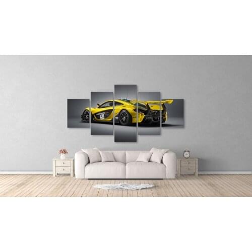 Modular Poster Wall Art Canvas HD Printed Picture 5 Pieces yellow Luxury Sports Car Painting Modern Living Room Home Decor Frame