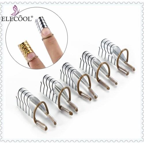 ELECOOL 5PCS Professional Nail Art Reusable UV Gel Acrylic Tips Extension Guide Forms Tips Set Gel Polish Extended Builder Ring