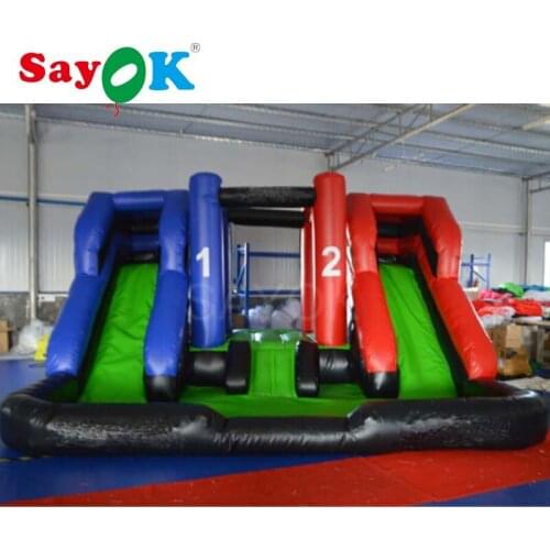 Inflatable Bouncer with Double Slide Bouncer 4.57x4.57m Inflatable Trampoline with Blower for Kids by Sea Shipping