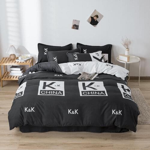 Nordic boys black n white fashion cartoon deer bedding set queen double single size bed linen set