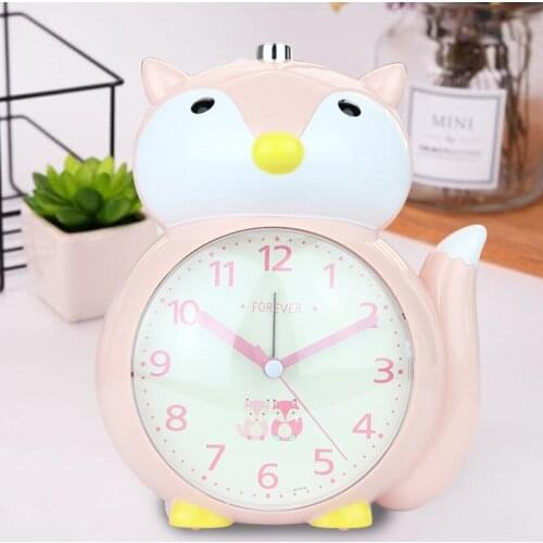 New Cartoon Fox Dual Tone Multi-function Childrens Bedside Mute Sweeping Alarm Clock Night Light Snooze Clock Watch