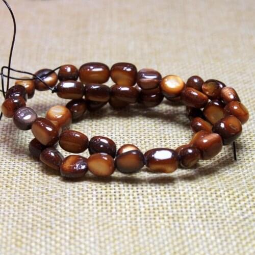 Wholesale Gravel Shape 5-8 mm Natural Shell Dye Brown Beads For Jewelry Making Stone DIY Bracelet Necklace Strand 15