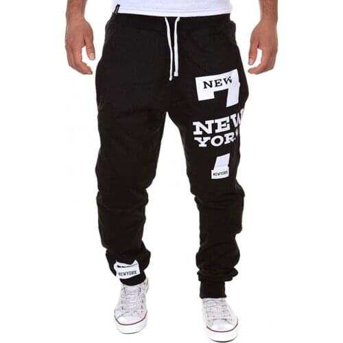 40% Dropshipping!! Men Casual Jogger Number 7 Printed Letter Drawstring Sweatpants Trousers Pants