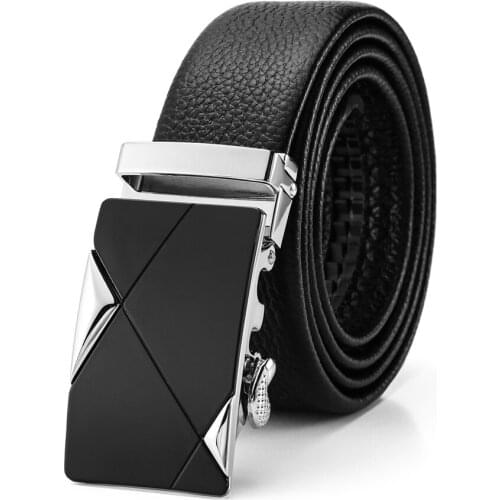 New Casual Luxury Business Full Grain Leather Men Belt Automatic Buckle Fashion Waist Strap Mens Belt Waist