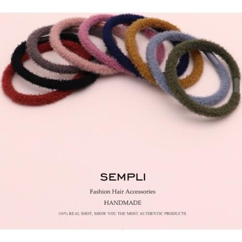Sempli 9 Colors Autumn And Winter Plush Elastic Hair Bands Girls Women Kid Children Rubber Bands High Elasticity