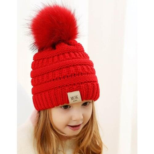 Winter New Kids Baby Hat Cap Cold Protective Russian Knitted Hats Toddler Bonnets Fur Ball Keep Warm Boy Girl Beanies 1-8 Years