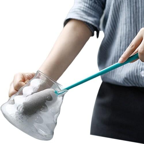 Long Handle Cup Cleaning Brush Kitchen Replaceable No Dead Angle Baby Bottle Cleaning Brush