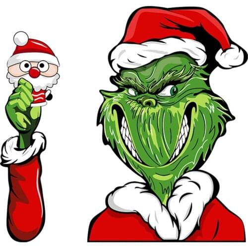 Christmas Green Monster Elf Wiper Sticker Removable Car Windshield Decal Tags