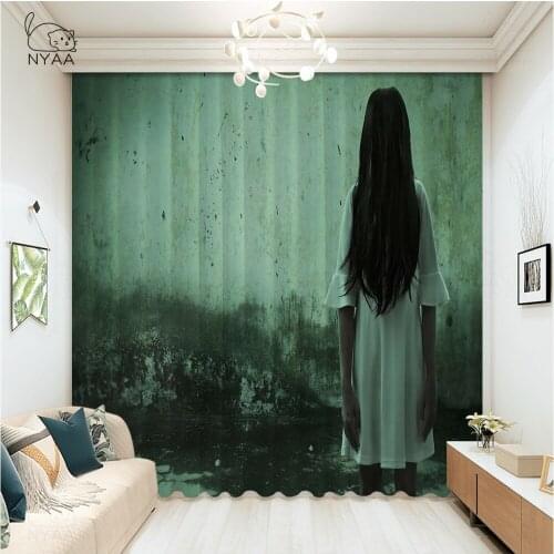 Horror Woman Behind The Matte Glass In Black And White Curtain Bedroom Window Modern Curtains In The Doorway Micro Shading