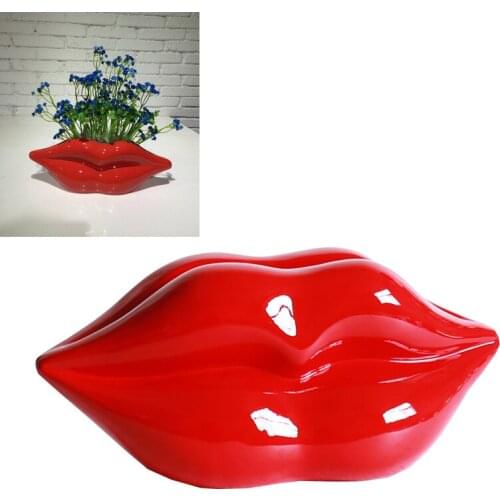 Custom Vase Ornaments Lip Tabletop Colorful Flower Personal Creative Ornaments Designer Style