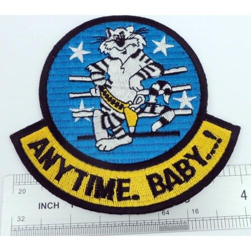 U.S. NAVY F-14 TOMCAT FIGHTER SQUADRON SHOULDER PATCH SEW IRON ON ANY TIME BABY Reenactments
