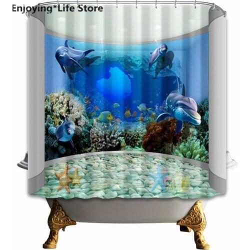 Underwater World Shower Curtain Waterproof Fabric Shower Curtain Bathroom Decoration 72inch x72inch with 12 Hooks