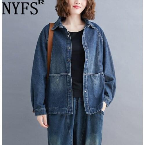 NYFS 2021 Korean New Autumn Woman Coat Loose Casual and simple temperament Denim Jacket