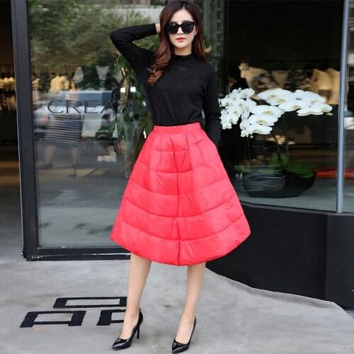 Women Winter Warm Duck Down Skirt Female High Waist Fluffy Tutu Skirt Fashion Party Dance Down Skirts W028