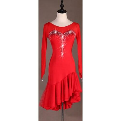 Rhinestone Dress Latin Dance Women Mesh Salsa Costume Summer Dress Designer Clothes Samba Dancewear Tap Dance Outfits JL2642