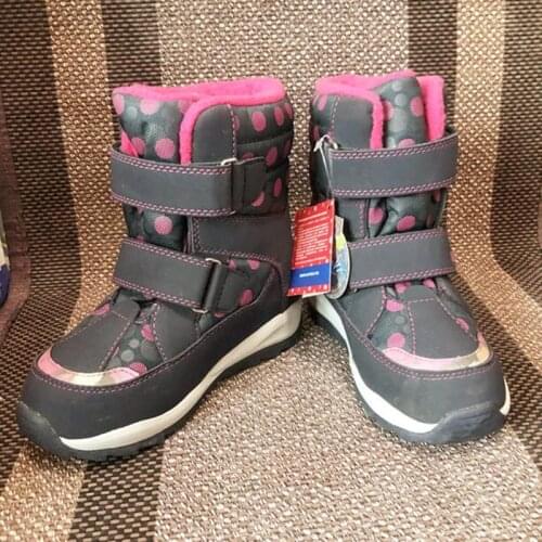 Girls snow boots winter cotton boots girls Natural wool thick warm non-slip -30 degrees size 31 to 35 wallvell