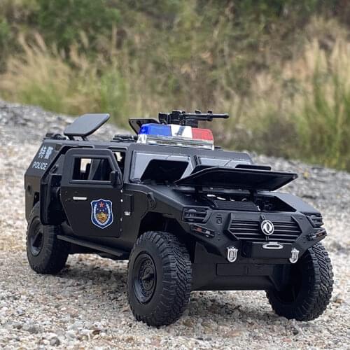 1:24 Jeeps Refit Alloy Armored Car Model Diecast Toy Off-road Vehicle Tank Model Metal Police Explosion Proof Car Childrens Gift