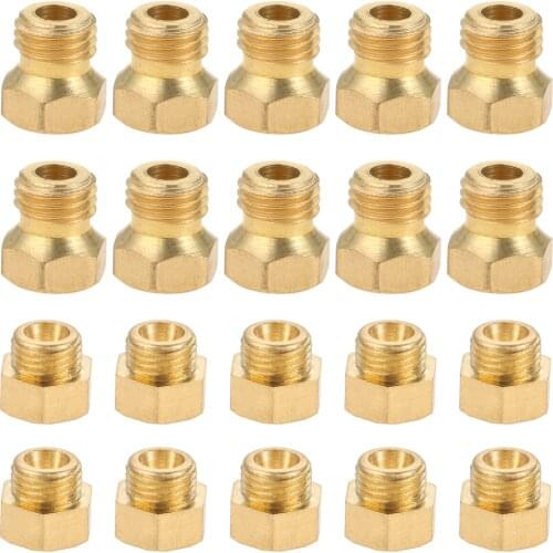 20 pcs/set Propane Lpg Gas Pipe Water Heater DIY Burner Parts Brass Jet Nozzles (M6x0.75mm/0.5mm x10 + M5x0.5mm/0.68mm x10)