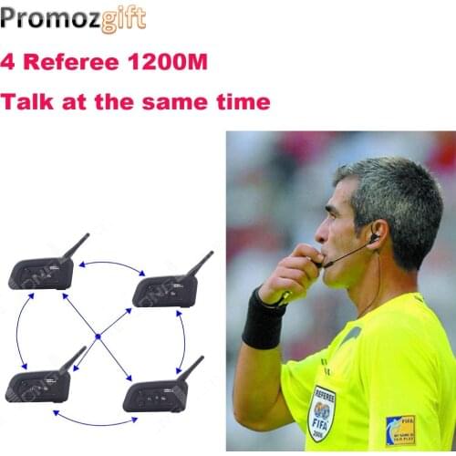 2018 4 Referees talk at the same time Soccer Coach Football bluetooth wireless intercomunicadore arbitro Referee Headset