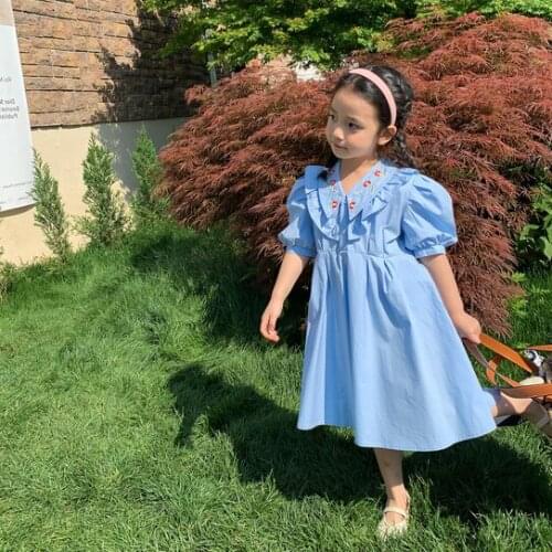 2021 Summer New Arrival Girls Fashion Floral Dress Kids Korean Design Cotton Dress Kids Dresses for Girls