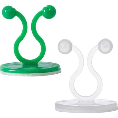 50pcs/kit Adhesive Plant Climbing Wall Fixture Clip Invisible Vine Support Cable Wire Type Holder Resin Sticky Hook White/Green