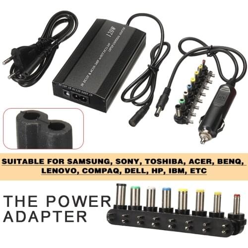 120 W Laptop Power Supply Adapter Car Charger for Samsung HP DELL Lenovo EU Plug Cable Portable Laptop Car Charger Adapters
