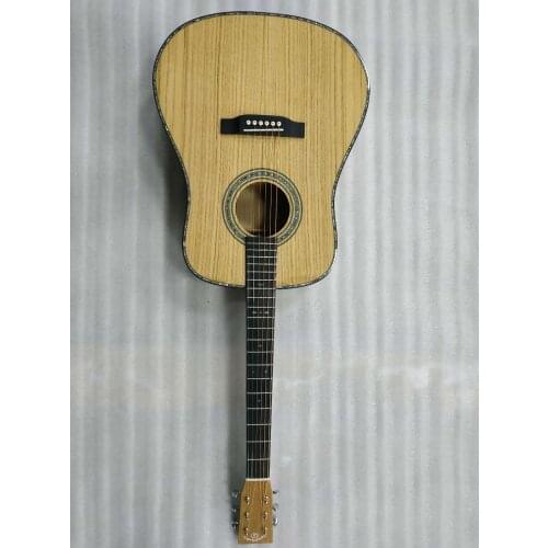 Free shipping all solid european oakwood guitar dreadnought body abalone custom handmade 14 frets 41 inches acoustic guitar