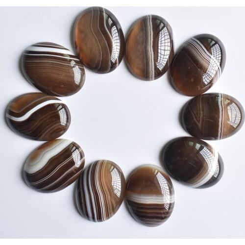 Free shipping 10pcs/lot Wholesale 30x40mm natural coffee stripe onyx Oval CAB CABOCHON beads for jewelry accessories making
