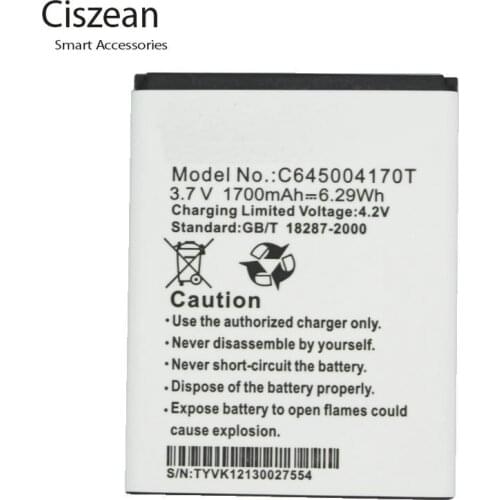 Ciszean 1x 3.7V 1700mAh Replacement Li-ion Battery C645004170T For BLU Studio Adanvance 4.5 A310 batteries