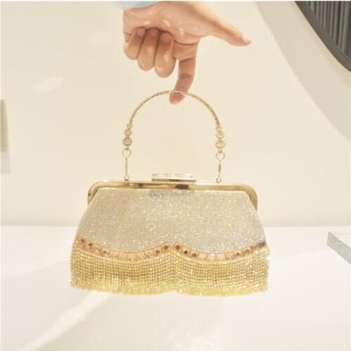 Women Purses and Handbags Luxury Designer Clutch Bag 2021 New Rhinestone Banquet Gold Evening Bag Party Purse Chain Shoulder Bag