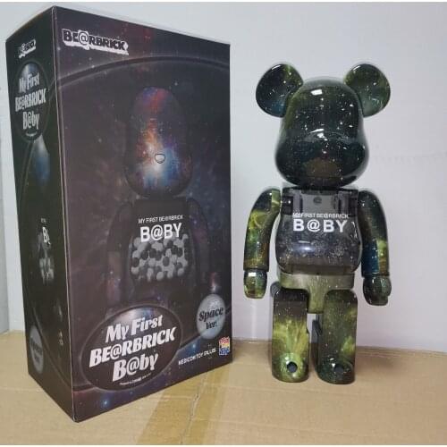 28CM Bearbricklys Action Figures Plating Star Night Cartoon Blocks Bear Dolls PVC Street Art Collectible Models Toys 400