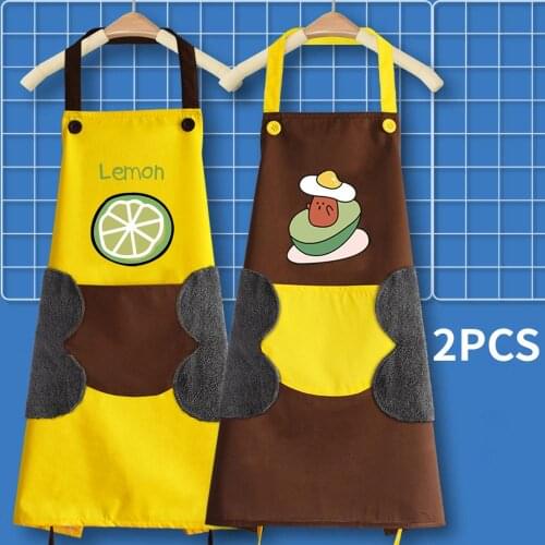 Apron Fashion waterproof Oil-proof Cute Japanese Kitchen Cooking Men And Women Waist Gown Adult Apron With Hand Wipe Towel